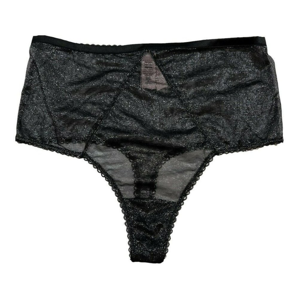NWT VICTORIA'S SECRET Dream Angels Thong Sz M Sparkle Black Mesh